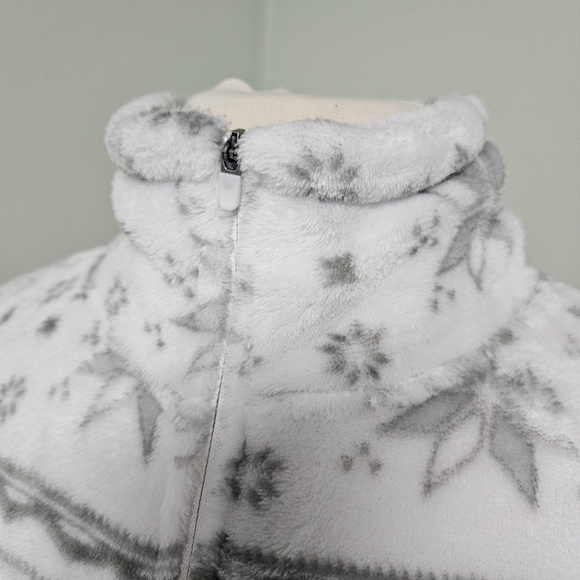 Eddie Bauer Nordic 1/4 Zip Fleece Pullover Womens White Frost Snowfall Fair Isle - Picture 6 of 9